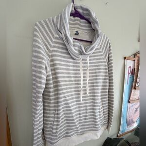 Old Navy Gray and White Striped Hoodie